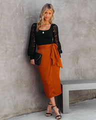 Mollie Satin Wrap Midi Skirt - Ginger Ins Street