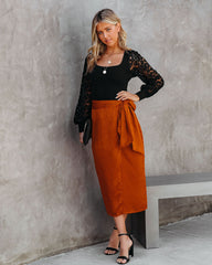 Mollie Satin Wrap Midi Skirt - Ginger Ins Street