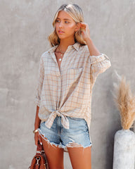 Monday Cotton Plaid High Low Shirt - Sand Ins Street