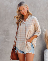 Monday Cotton Plaid High Low Shirt - Sand Ins Street