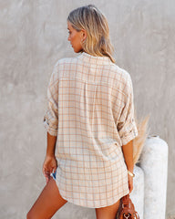 Monday Cotton Plaid High Low Shirt - Sand Ins Street