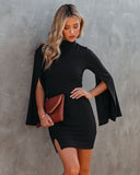 Must Be Love Bell Sleeve Knit Bodycon Dress - Black Ins Street