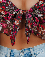 My Oh My Floral Tie Front Crop Blouse Ins Street