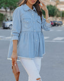 Myres Cotton Chambray Babydoll Top Ins Street