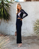 Nadia Wide Leg Knit Pants - Navy Ins Street