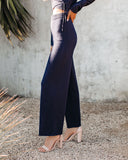 Nadia Wide Leg Knit Pants - Navy Ins Street