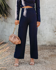 Nadia Wide Leg Knit Pants - Navy Ins Street