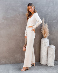 Nadia Wide Leg Knit Pants - Cream Ins Street