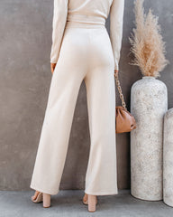 Nadia Wide Leg Knit Pants - Cream Ins Street