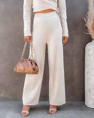 Nadia Wide Leg Knit Pants - Cream Ins Street