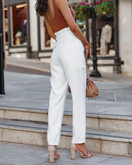 Natalia Pocketed Paper Bag Waist Trousers - Ivory Ins Street