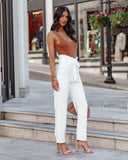 Natalia Pocketed Paper Bag Waist Trousers - Ivory Ins Street