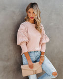 Naveen Cotton Blend Crochet Sleeve Sweater - Blush Ins Street