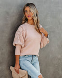 Naveen Cotton Blend Crochet Sleeve Sweater - Blush Ins Street
