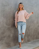 Naveen Cotton Blend Crochet Sleeve Sweater - Blush Ins Street