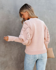 Naveen Cotton Blend Crochet Sleeve Sweater - Blush Ins Street