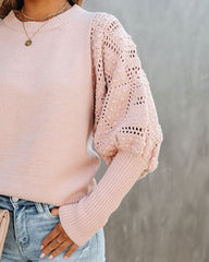 Naveen Cotton Blend Crochet Sleeve Sweater - Blush Ins Street