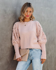 Naveen Cotton Blend Crochet Sleeve Sweater - Blush Ins Street