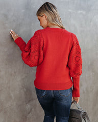 Naveen Cotton Blend Crochet Sleeve Sweater - Rust Ins Street