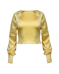 Naya Satin Crop Blouse - Yellow Ins Street