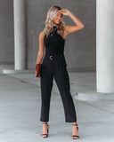 Neomi Pocketed High Rise Belted Trousers - Black Ins Street