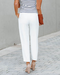 Neomi Pocketed High Rise Belted Trousers - Off White Ins Street