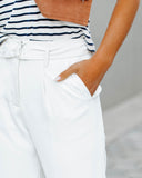 Neomi Pocketed High Rise Belted Trousers - Off White Ins Street