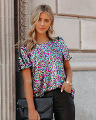 Neptune Sequin Puff Sleeve Blouse Ins Street