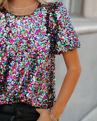 Neptune Sequin Puff Sleeve Blouse Ins Street