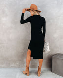 Newtown Mock Neck Knit Midi Dress - Black Ins Street