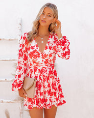 No Matter What Floral Pleated Romper Ins Street