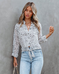 Norm Button Down Crop Tie Blouse Ins Street