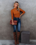 Norton Mock Neck Knit Top - Camel Ins Street