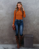 Norton Mock Neck Knit Top - Camel Ins Street