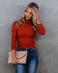 Norton Mock Neck Knit Top - Rust Ins Street