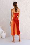 Nessa Asymmetrical Midi Slip Dress - Orange Ins Street