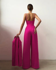 High Tea Pleated Wide Leg Belted Jumpsuit - Dark Rose - FINAL SALE Ins Street