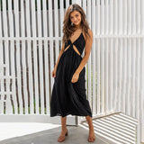 Veronique Cotton Blend Cutout Maxi Dress - Black - FINAL SALE FATE-001