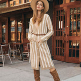 Naja Pocketed Striped Duster Cardigan Ins Street