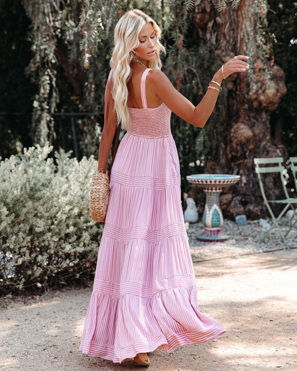 Sunshower Cotton Tiered Maxi Dress - Dusty Rose Ins Street