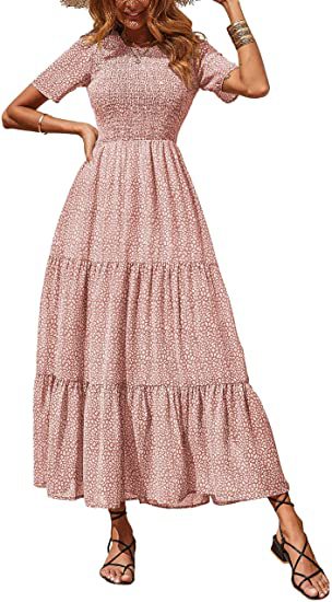 Livingston Floral Smocked Puff Sleeve Maxi Dress Ins Street