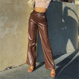 Austen High Rise Faux Leather Pants - Cinnamon - FINAL SALE InsStreet