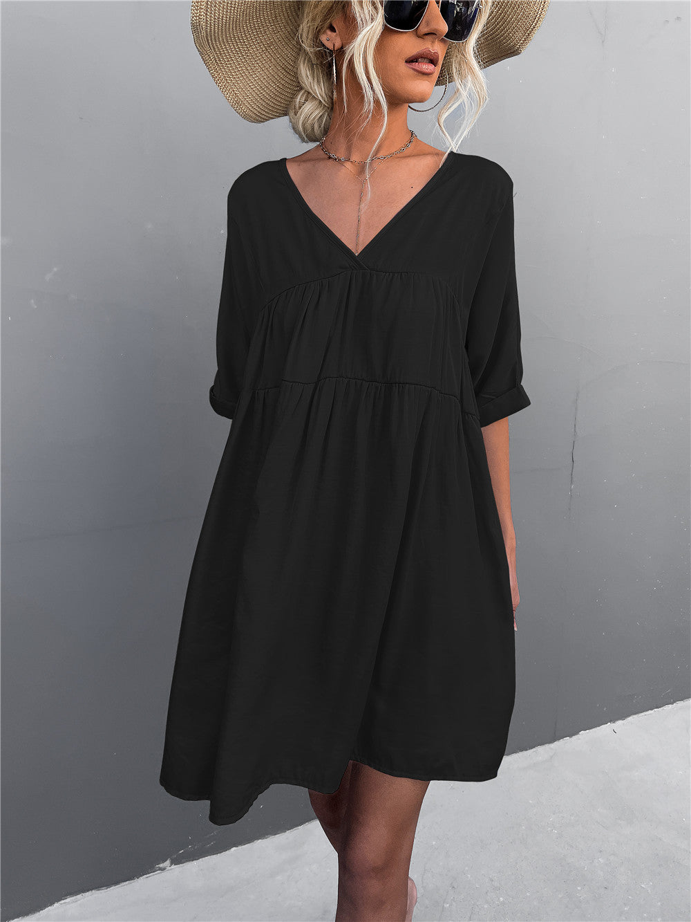 Cheers To Summer Pocketed Tassel Dress - Black Ins Street