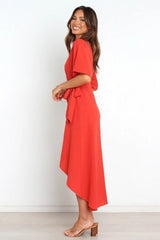 Bold Move Wrap Midi Dress - Red InsStreet