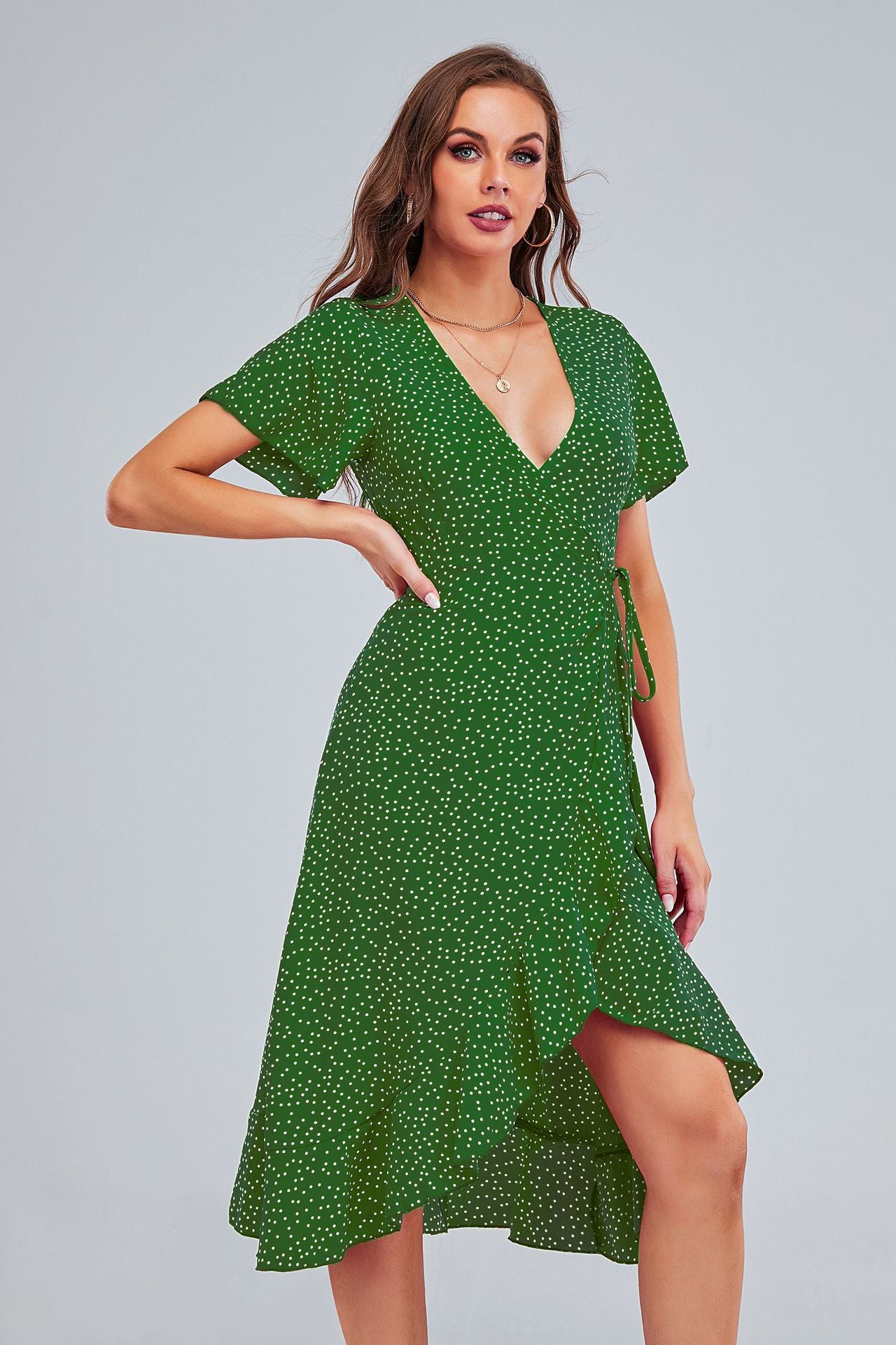 Rejoice Metallic Detailed Wrap Maxi Dress - Green - FINAL SALE Ins Street