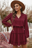 Dillon Ruffle Trim Dress - Burgundy Ins Street