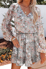 Pollen Floral Ruffle Tie Dress Ins Street