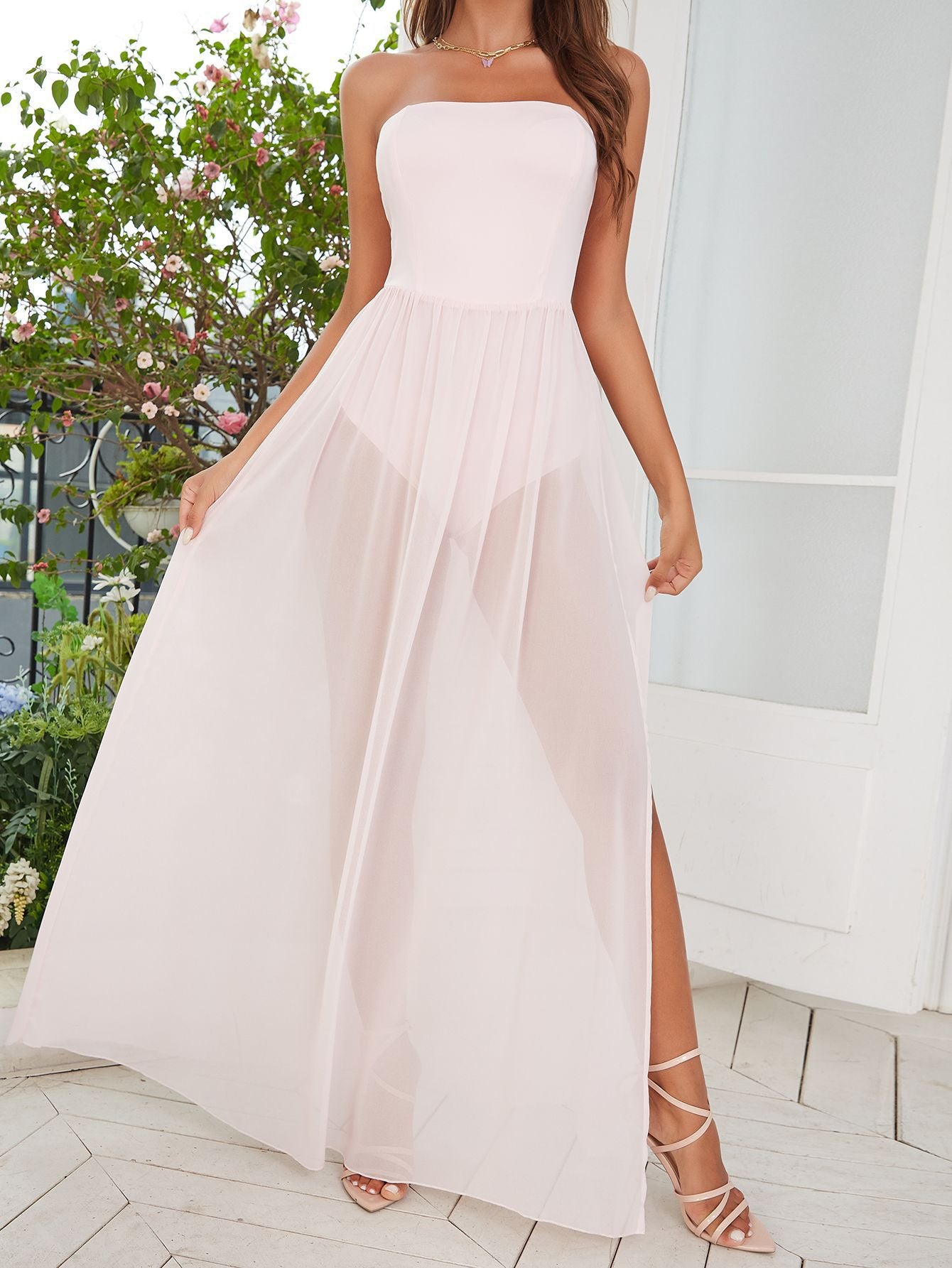 Free Falling Strapless Tiered Maxi Dress - Shell Ins Street