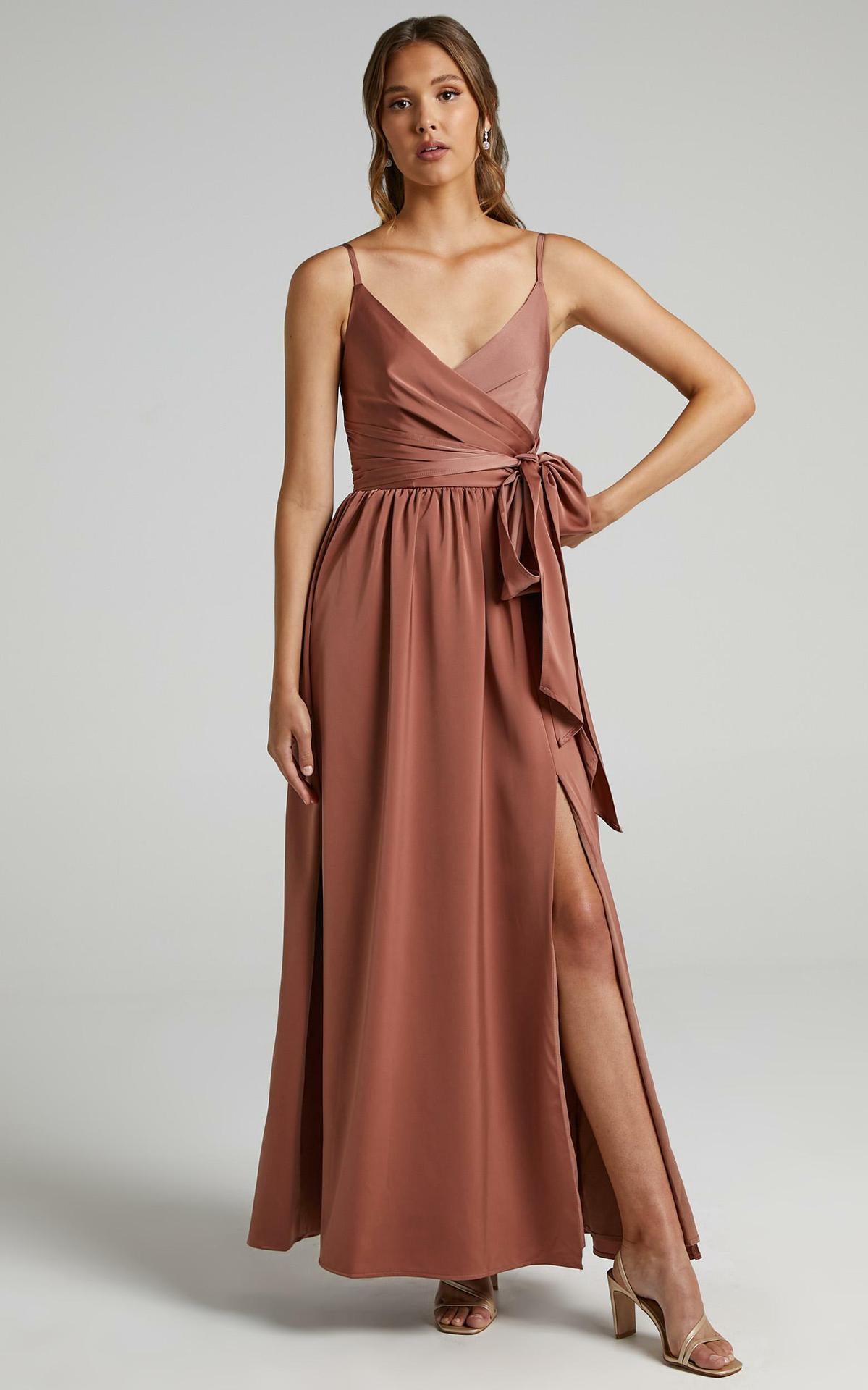 Limelight Satin High Low Maxi Dress - Mauve Ins Street