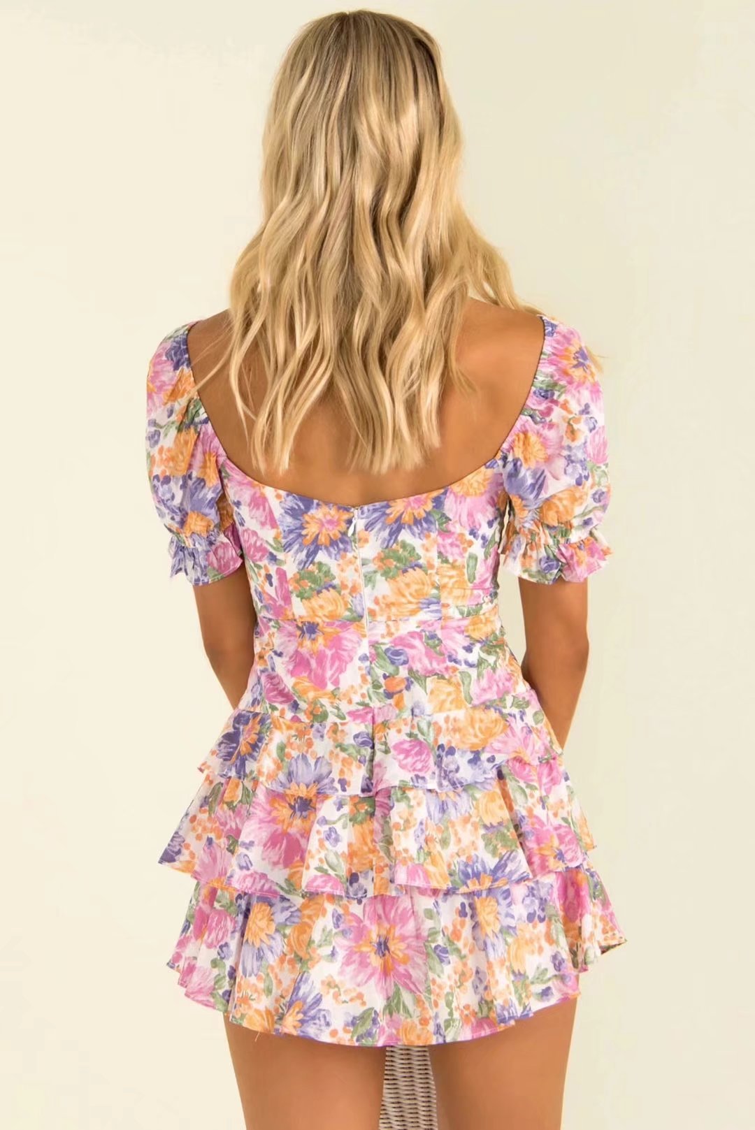 Changing Tide Floral Ruffle Cutout Romper Ins Street